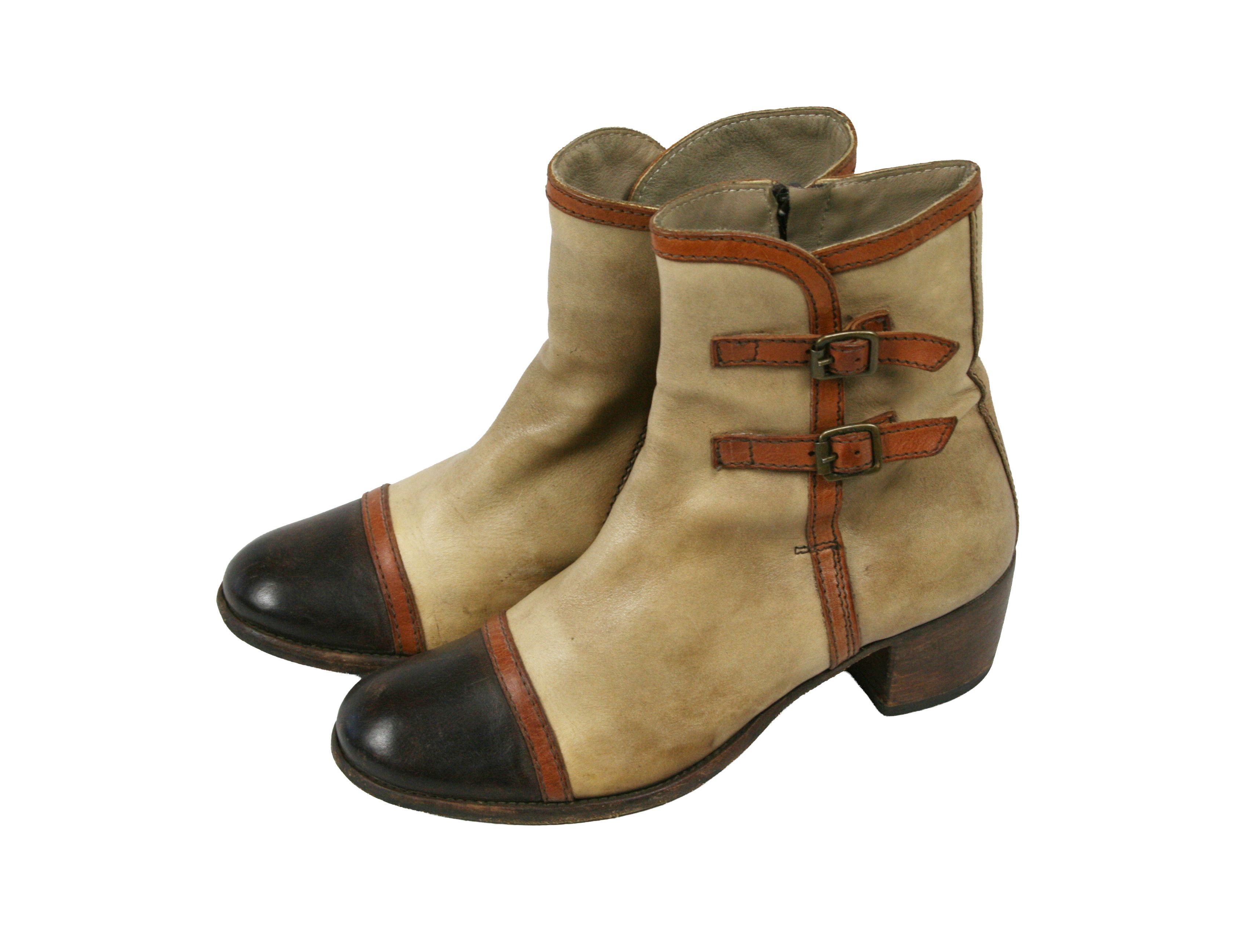MoMA 00S Biker Leather Grunge Belted Boots Vintage Size US 7 / IT 37 - 3 Thumbnail