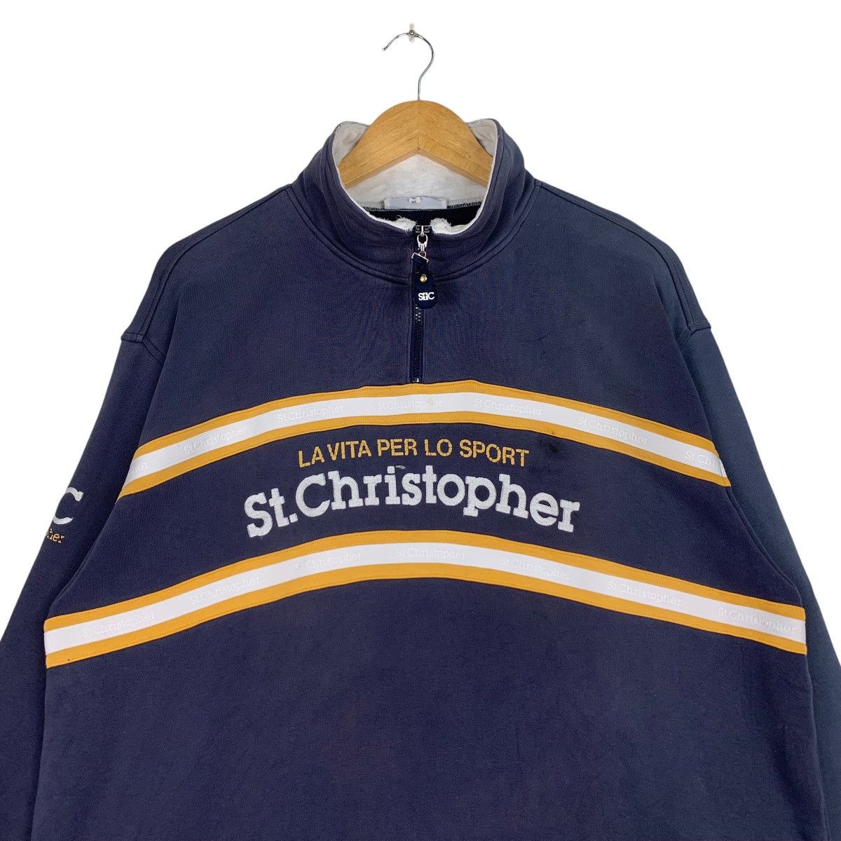 Vintage ST. CHRISTOPHER Embroidery Logo Half Zip Sweater #0960-C43 Size US L / EU 52-54 / 3 - 2 Thumbnail