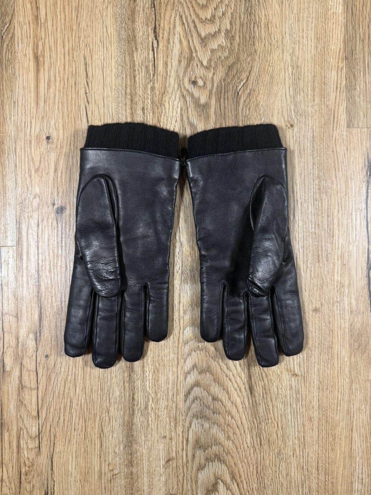 Gucci Gucci Tiger Head Nappa Leather & Cashmere Gloves – Black Size ONE SIZE - 6 Thumbnail