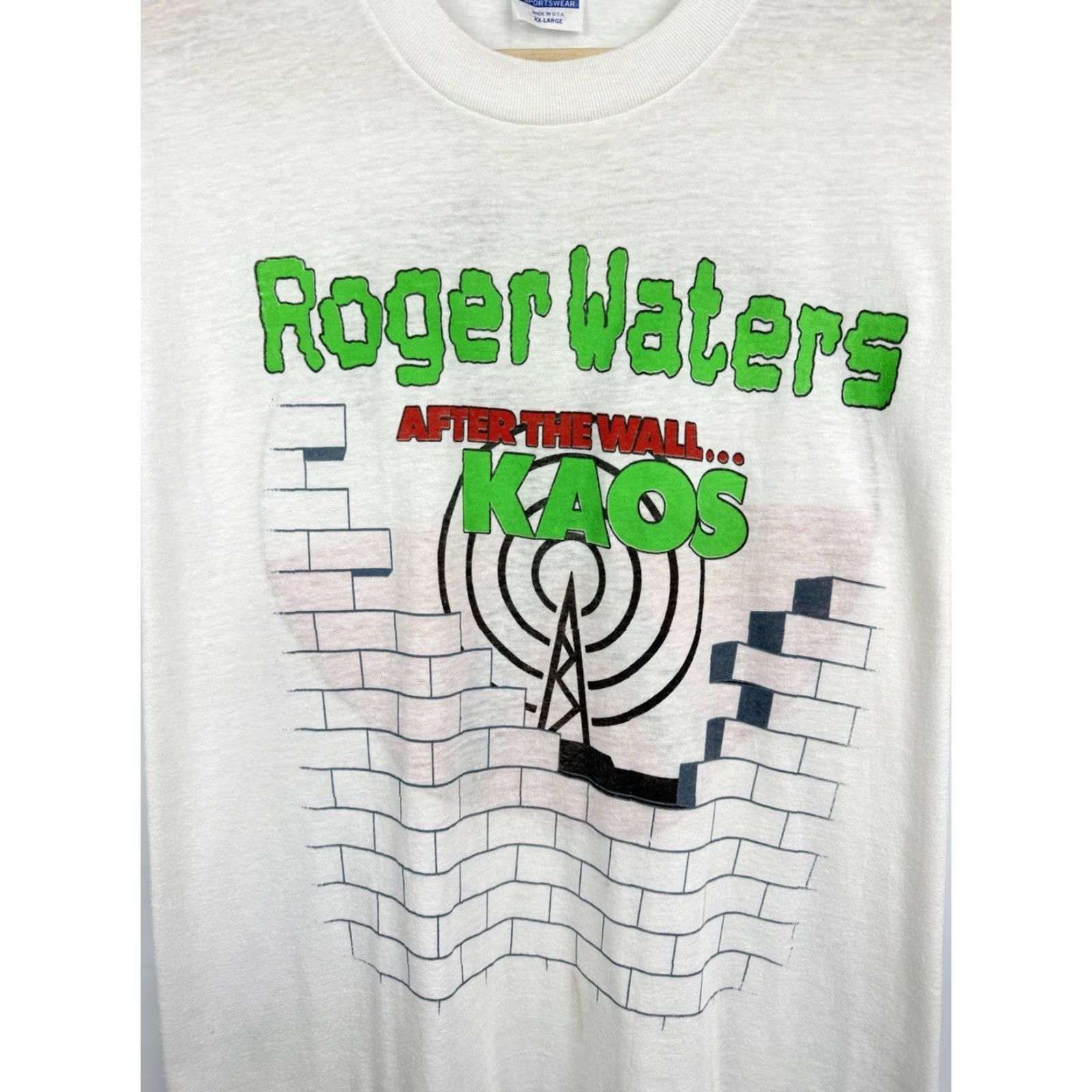 Vintage VINTAGE Pink Floyd T-Shirt KAOS 1987 Rodger Waters After The Wall White 2XL Mens Size US XXL / EU 58 / 5 - 5 Thumbnail