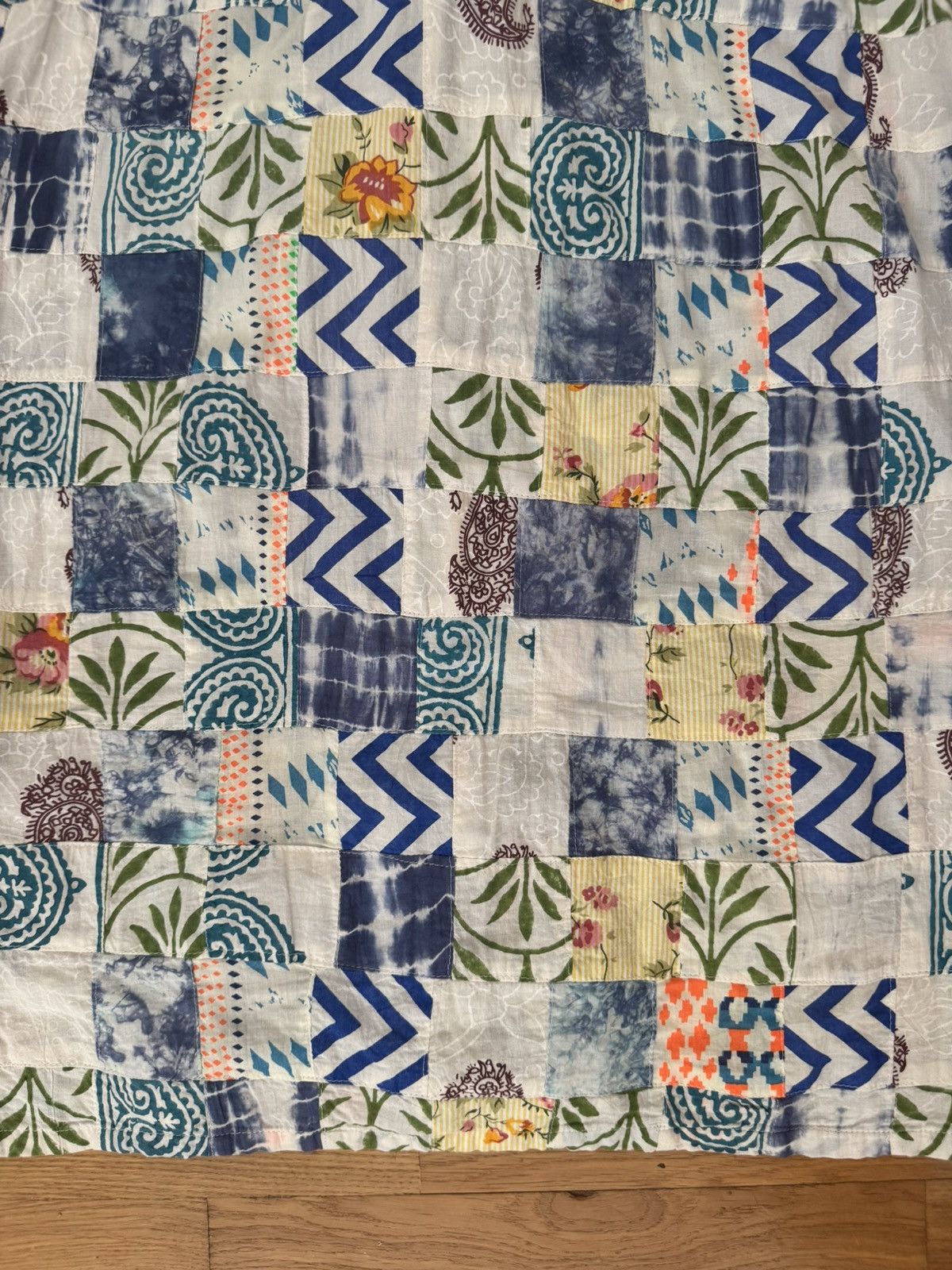 Engineered Garments Engineered Garments White Blue Patchwork Ethno Print Camp Size US XS / EU 42 / 0 - 18 Thumbnail