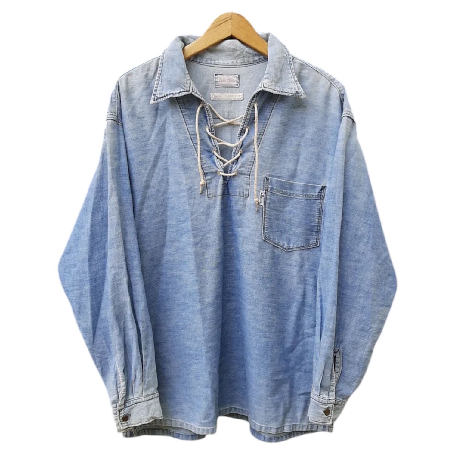 Blue Blue Japan 2000s Blue Blue X HR Market Wash Lace Up Longsleeve Shirt Size US XL / EU 56 / 4 - 1 Thumbnail