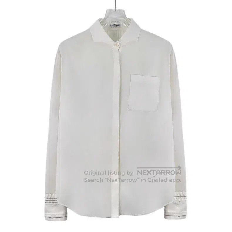 Brunello Cucinelli Brunello Cucinelli White cotton collar long-sleeve shirt Size S / US 4 / IT 40 - 1 Thumbnail