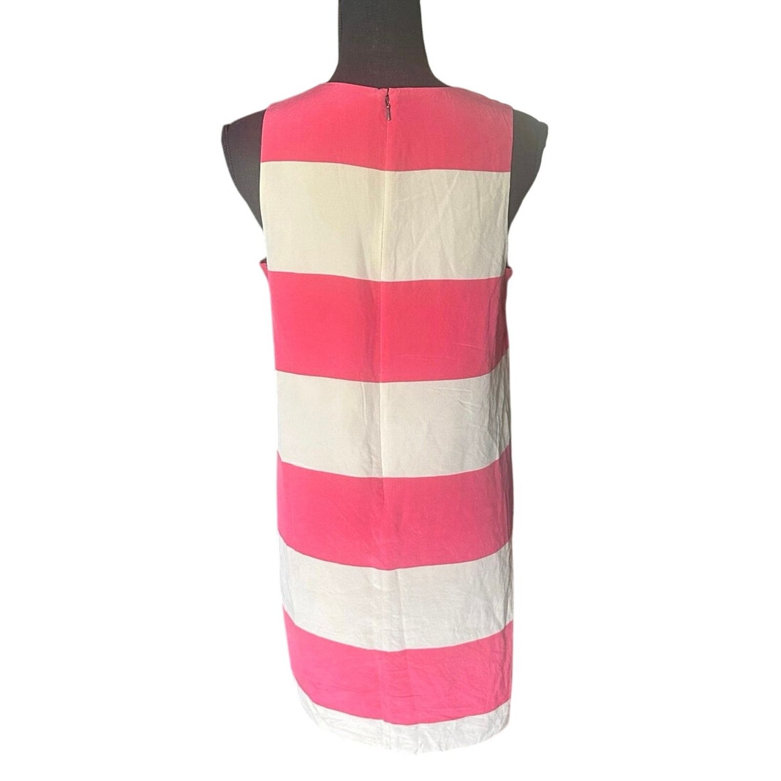 Fossil Fossil 100% Silk Pink & White Striped Sleeveless Dress Size M / US 6-8 / IT 42-44 - 4 Thumbnail