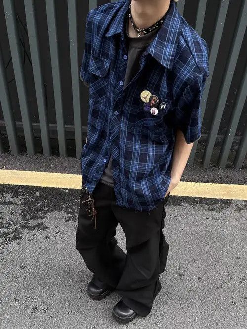 Japanese Brand Noriko x Jyoge Blue Plaid Loose Casual Plaid Shirt Size US L / EU 52-54 / 3 - 5 Thumbnail