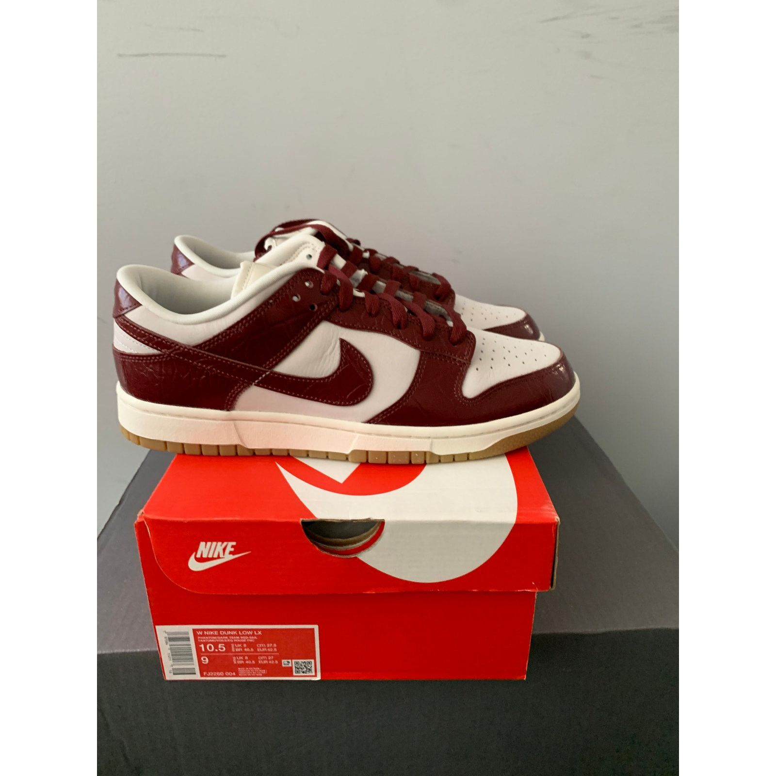 Nike Dunk Low LX Dark Team Red Croc Women's NEW