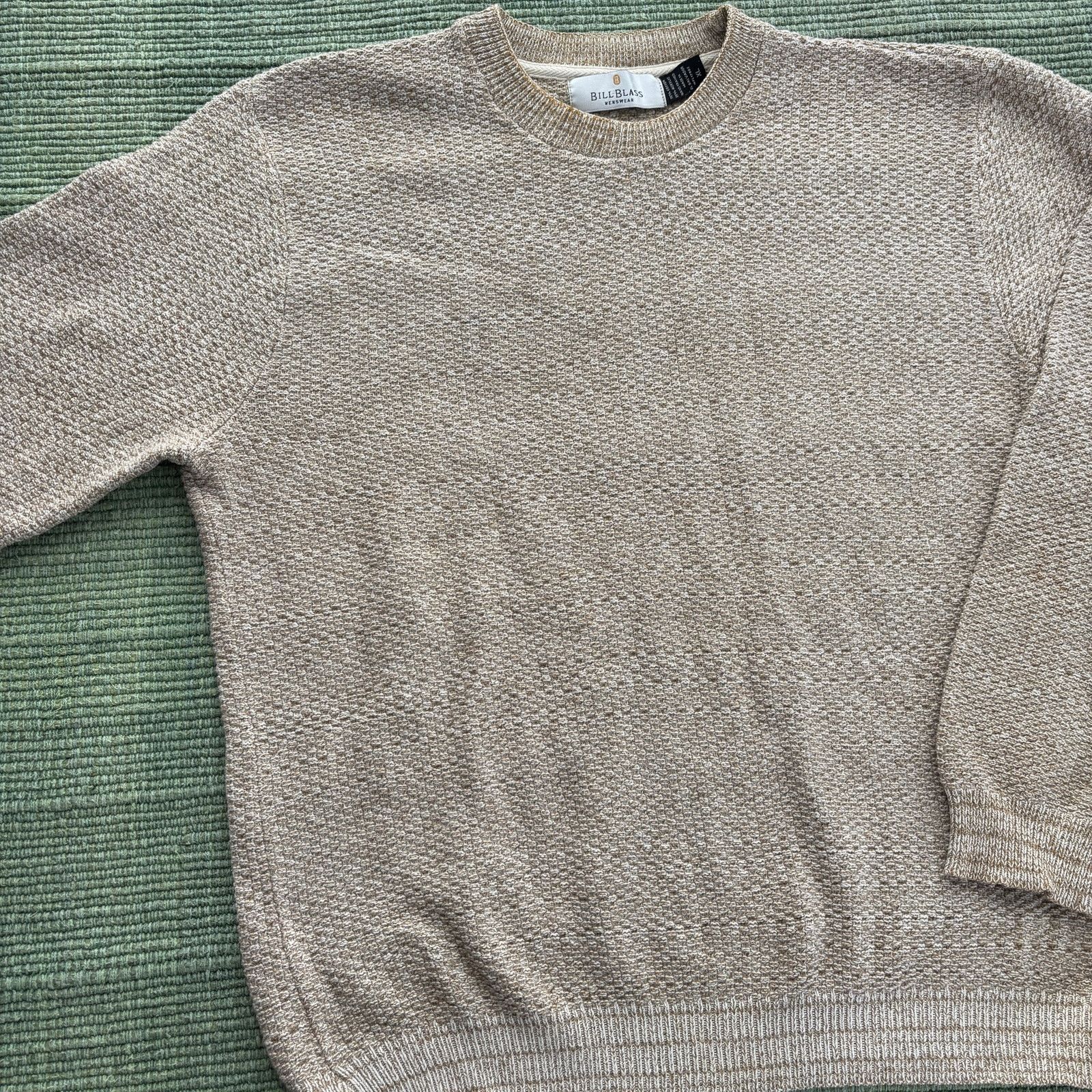 Bill Blass × Vintage Vintage Bill Blass Light Cream Tan Cotton Blend Knit Sweater Size US XL / EU 56 / 4 - 6 Thumbnail