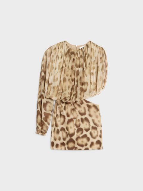 Celine o1w1db10125 2R06I794T Draped Mini Dress in Leopard Size XS / US 0-2 / IT 36-38 - 1 Thumbnail