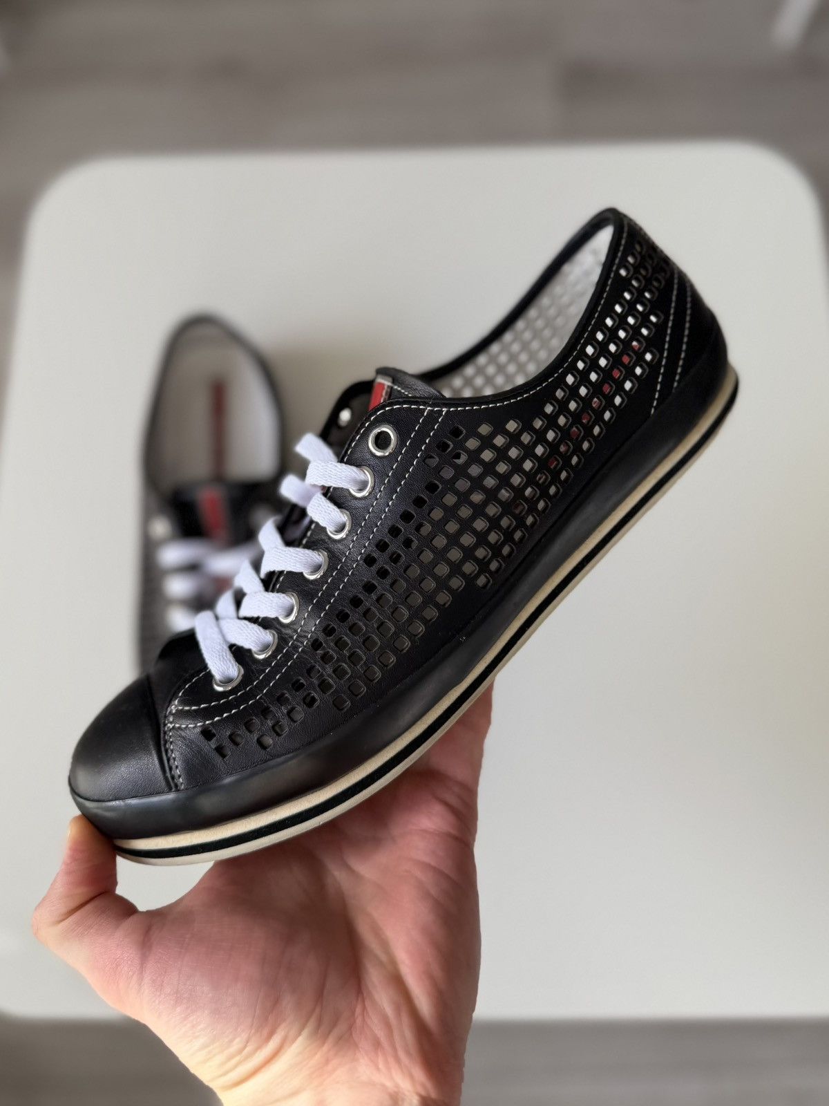Prada Prada Sport Linea Rossa perforated leather sneakers vintage Size US 7.5 / EU 40-41 - 4 Thumbnail