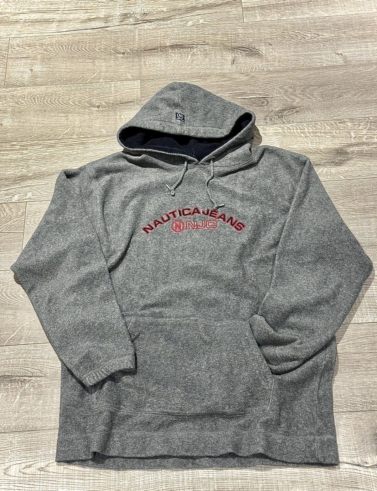 Nautica Y2K Nautica Jeans Fleece Gray Embroidered Red Logo Hoodie Size US XL / EU 56 / 4 - 1 Thumbnail