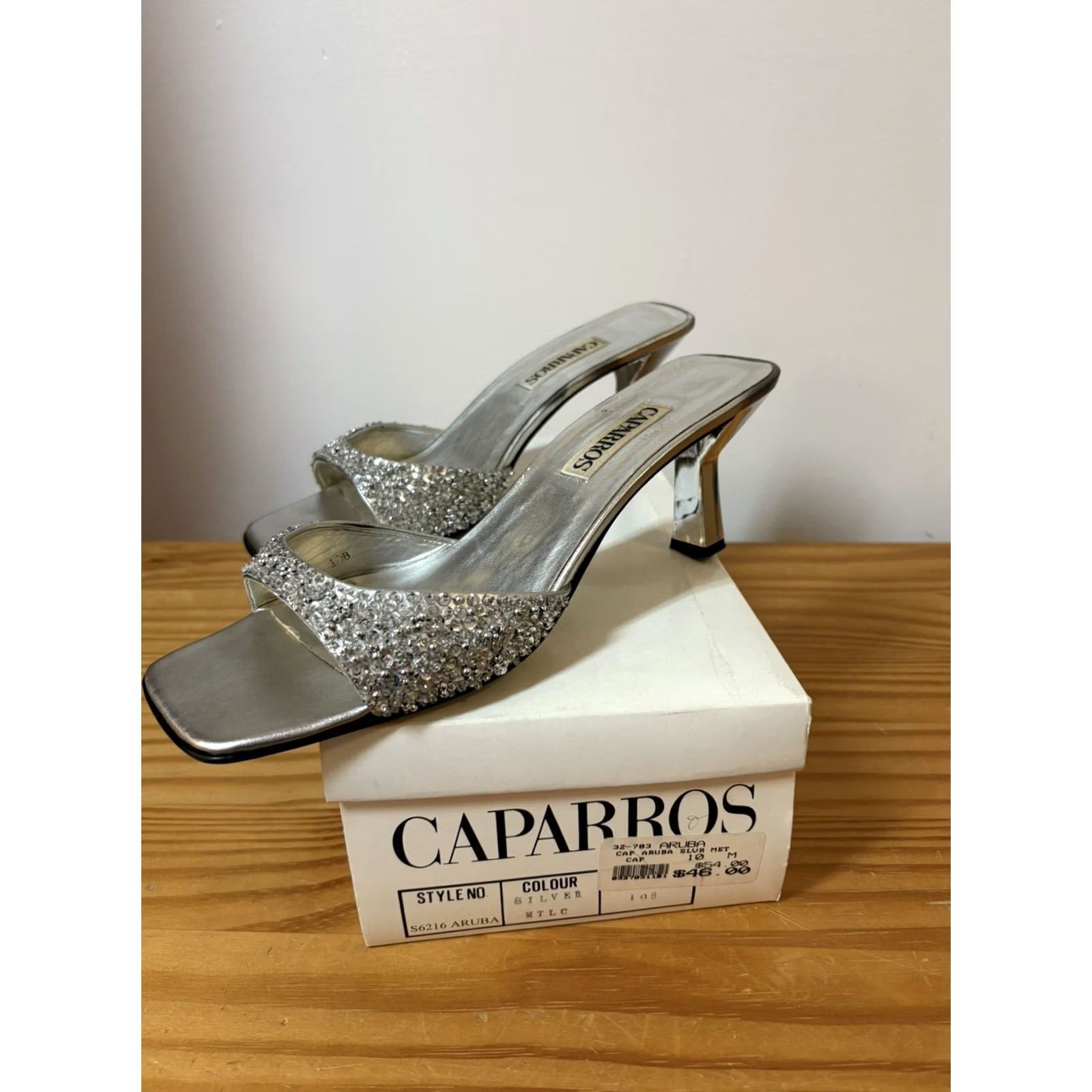 Vintage Caparros Women Size 10 Silver Heels Rhinestone Strap Strappy Wedding Heel Caparros Women Shoes 10 Silver Heels Rhinestone Strap Women Mens? Size US 10 / IT 40 - 2 Thumbnail