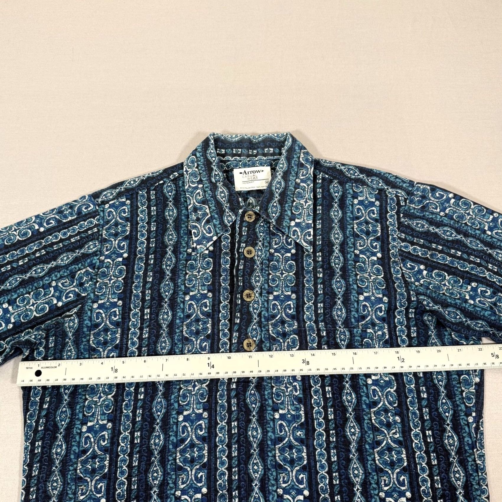 Arrow Vintage Arrow Striped Button-Up Shirt Mens Medium Blue Popover Size US M / EU 48-50 / 2 - 4 Thumbnail