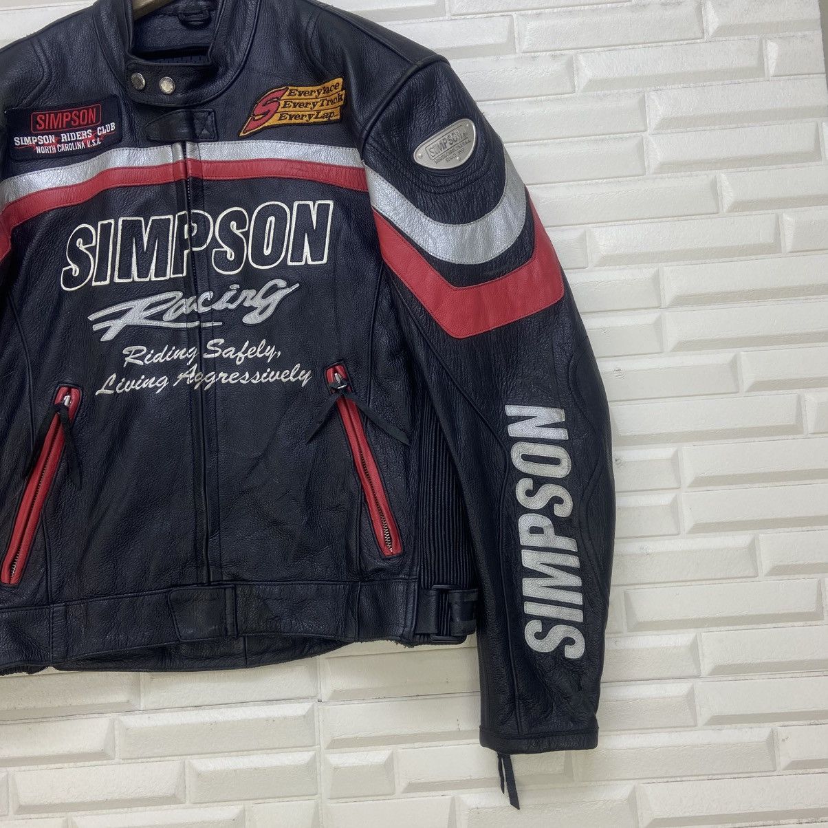 Other Simpson Racing North Carolina U.S.A Leather Biker Jacket Size US S / EU 44-46 / 1 - 6 Thumbnail