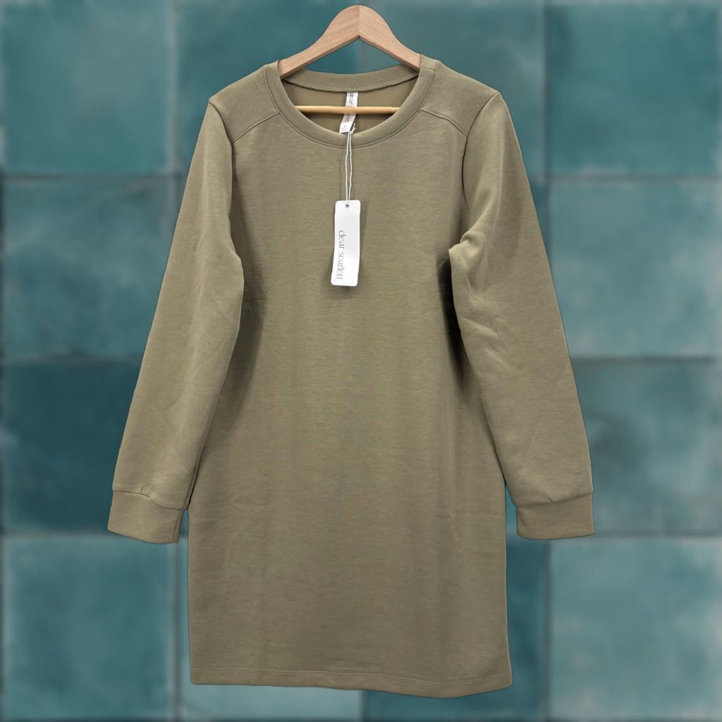 Vintage Dear Scarlett Dress Womens XL Green Knit Long Sleeve Sweatshirt Shift Casual NWT Size XL / US 12-14 / IT 48-50 - 1 Thumbnail