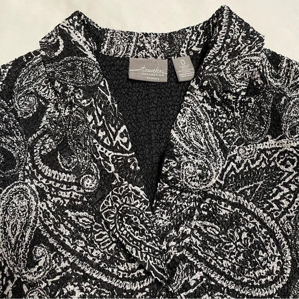 Chicos Chico's Travelers Paisley Black White Crinkle Blazer Jacket Size S / US 4 / IT 40 - 7 Thumbnail