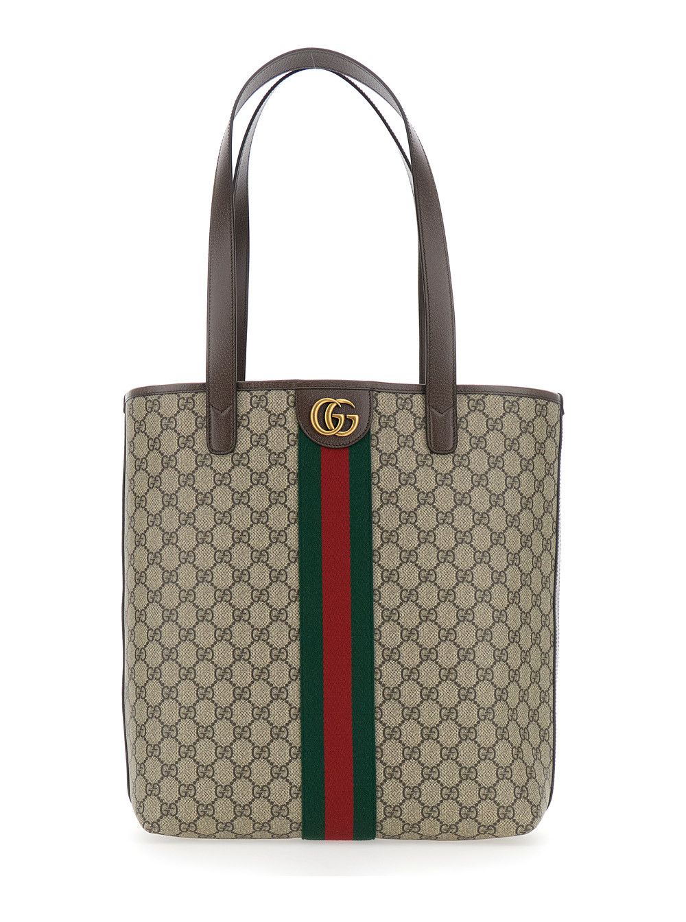 Gucci Beige Shoulder Bag 'Ophidia' with GG Plate on the Front and Web Detail in GG Supreme Fabric and Leather for Men Size ONE SIZE - 1 Thumbnail