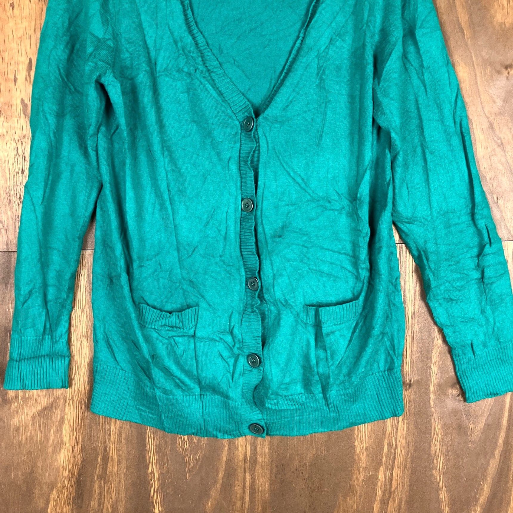 Vintage LL Bean Cardigan Sweat er Women Open Button Front Pockets Cashmere Blend M Teal Knit V-Neck Casual Workwear 90s? Size M / US 6-8 / IT 42-44 - 3 Thumbnail