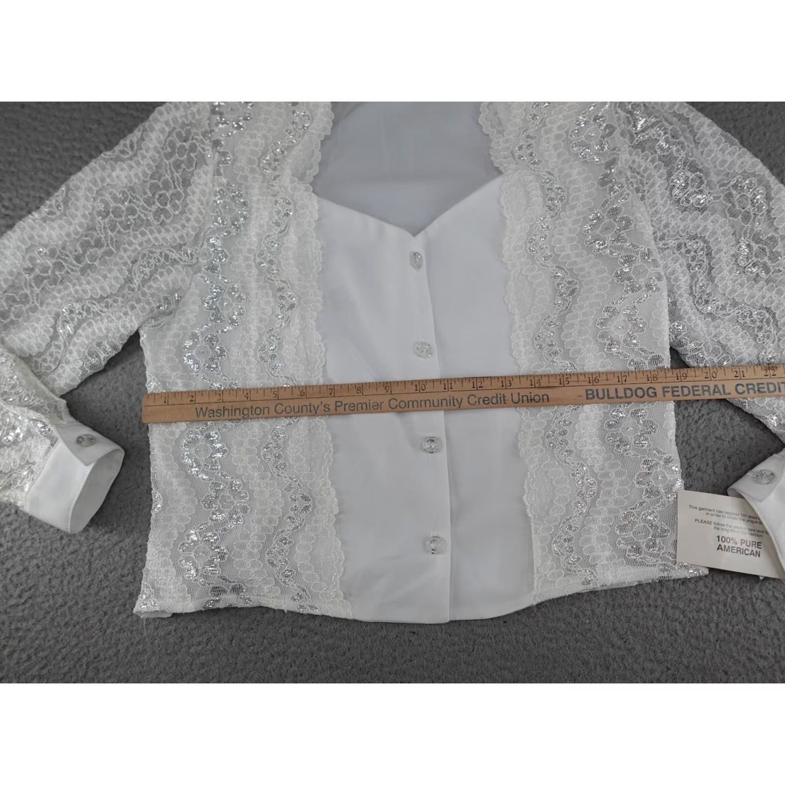 DANCER VINTAGE 1849 Authentic Ranchwear White Lace Sequin Western Jacket Womens Small XS? No, size S; White Lace Sequin Western Jacket Womens Small 90s USA Size S / US 4 / IT 40 - 4 Thumbnail