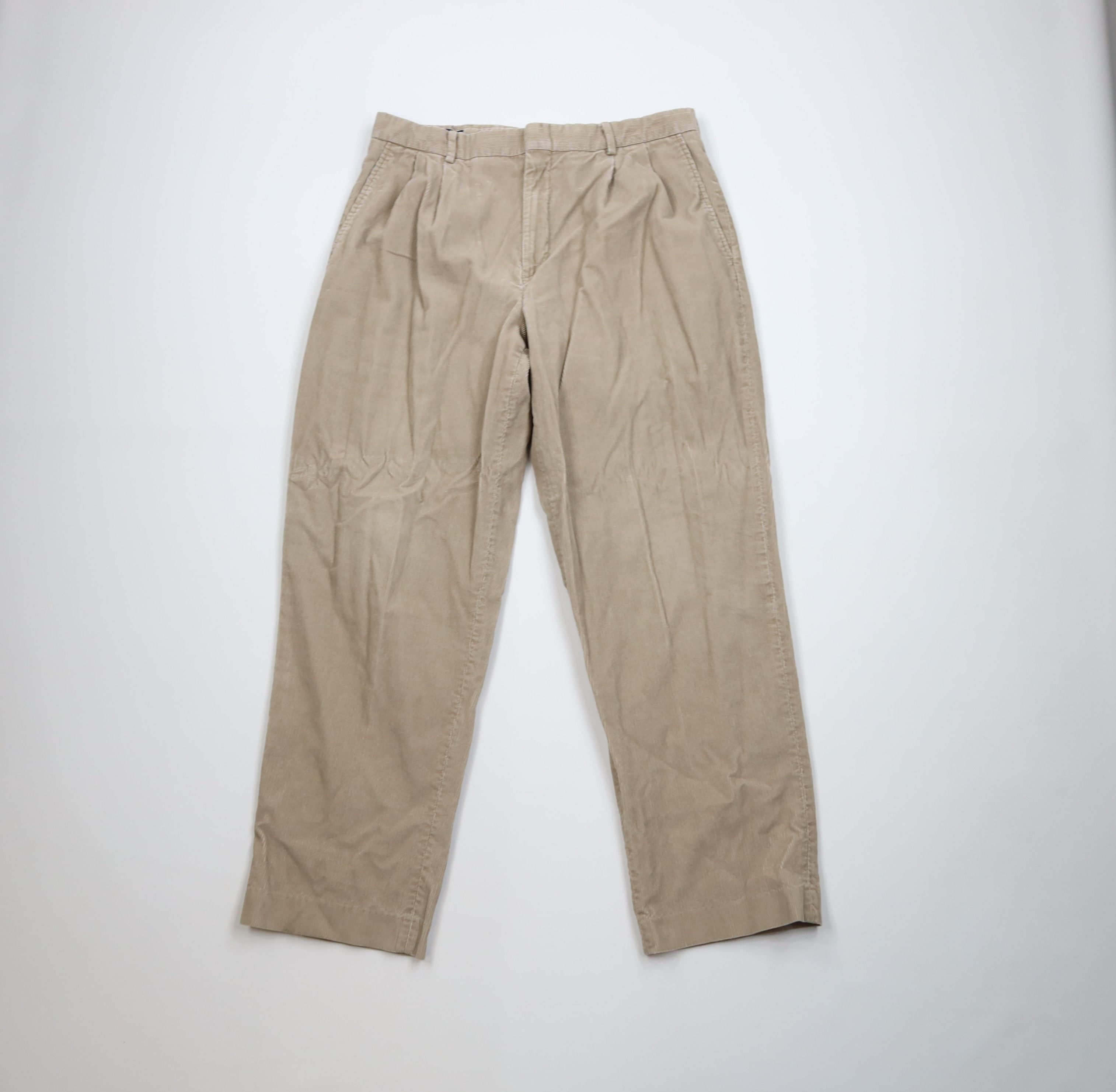 Lands' End Vintage 90s Lands End Pleated Wide Leg Corduroy Chino Pants Size US 34 / EU 50 - 1 Thumbnail