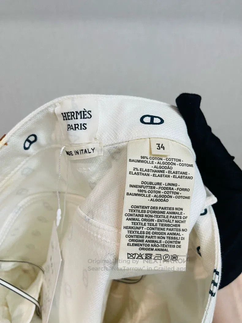 Hermes Hermes White Pig Nose Logo Denim Skirt Size 42" / US 20 - 2 Thumbnail