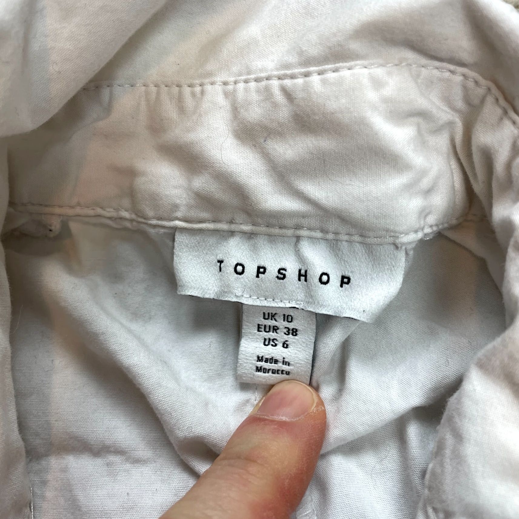 Topshop Topshop Shirt Womens 6 White Button-Up Long Sleeve Cotton Collared Knit Top Size M / US 6-8 / IT 42-44 - 2 Thumbnail