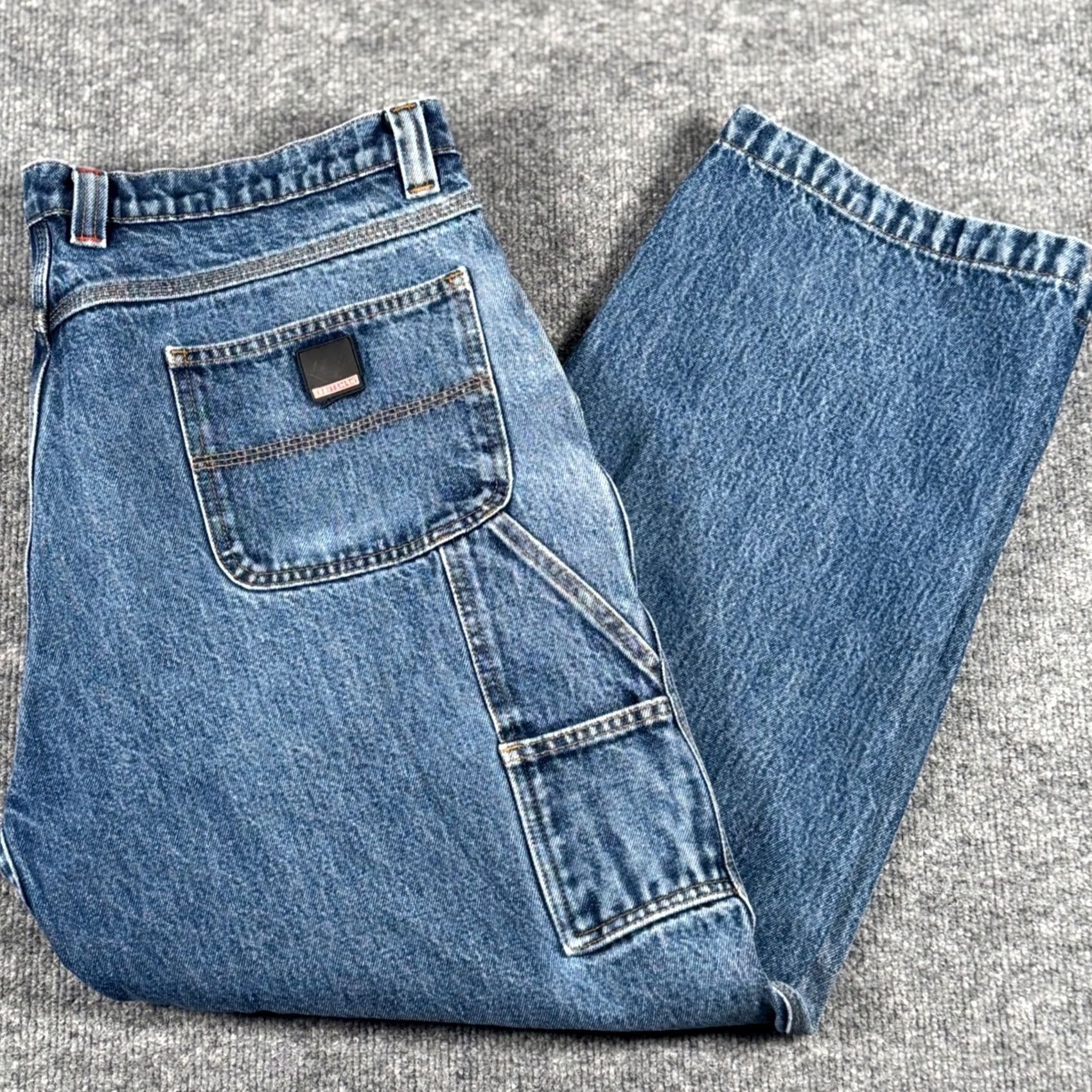 Vintage Craftsman Carpenter Jeans Jeans Men 38 Reg Blue Denim Workwear 8 Pockets Distressed Utility 28in Inseam Size US 38 / EU 54 - 2 Thumbnail