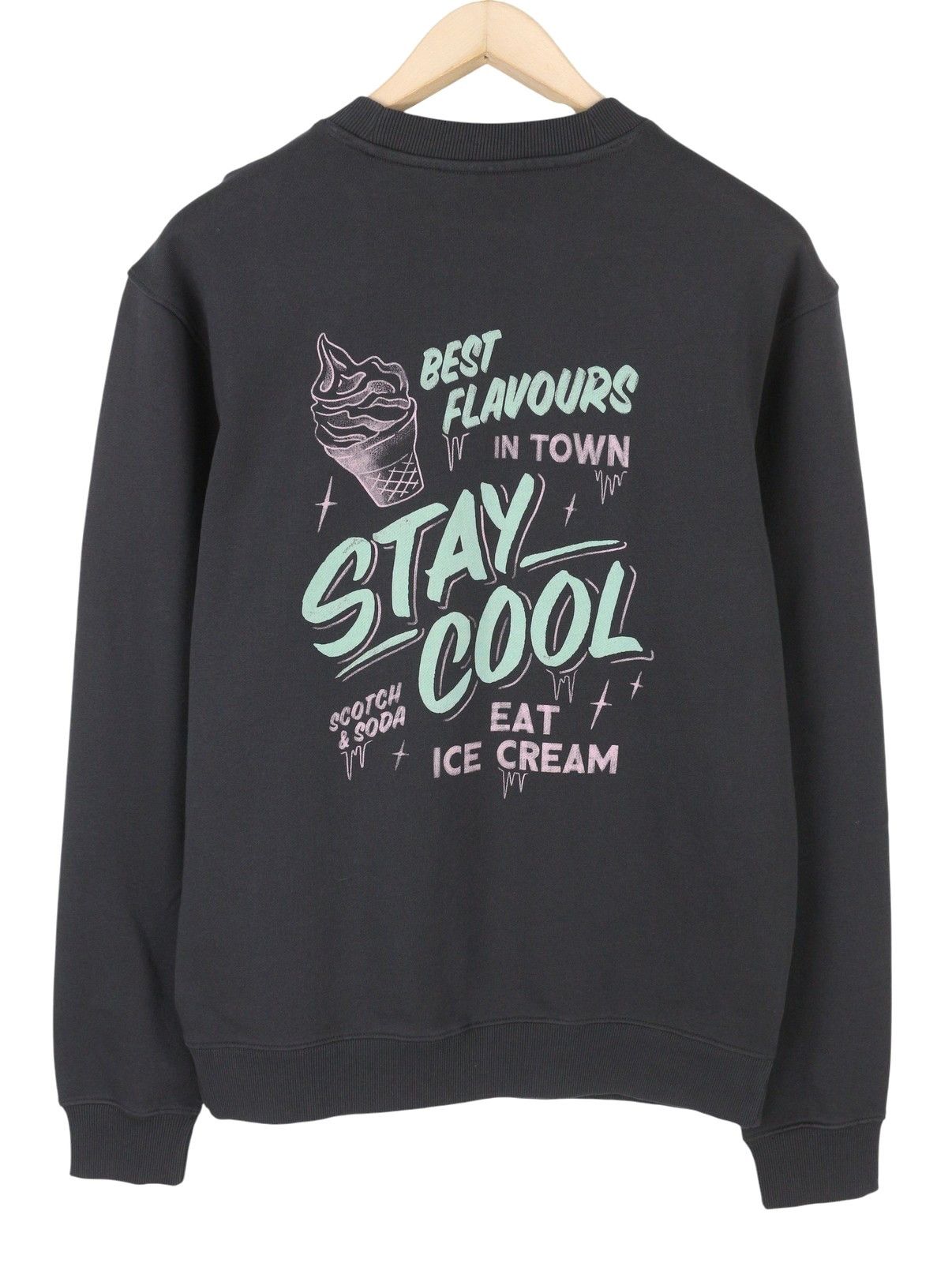 M Washed Black Cotton Patterned Sweatshirt 88550