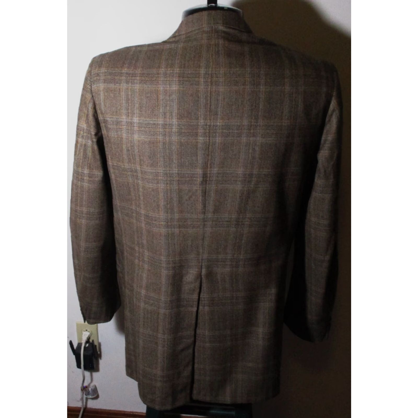 Abercrombie & Fitch ABERCROMBIE & FITCH Blazer Shirt Brown Casual Mens 42 Long Wool Three-Button Check Vintage No N/A Size 42R - 5 Thumbnail