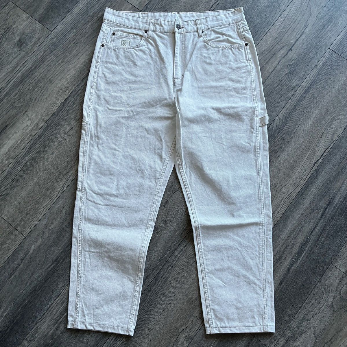 Karl Kani Y2K KARL KANI White Canvas Carpenter Pants Size US 36 / EU 52 - 1 Thumbnail