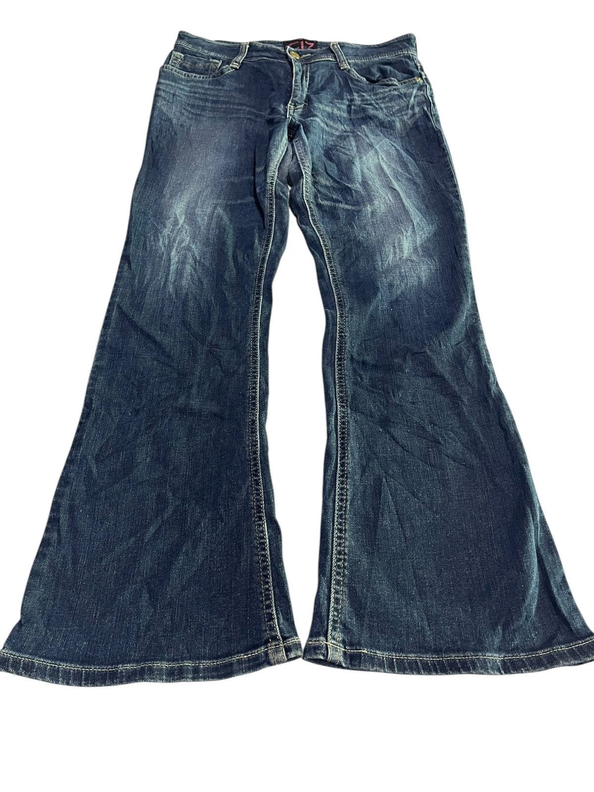 Japanese Brand 🇯🇵 FLARE Y2K C SEVENTEEN DENIM JEANS Size US 35 - 1 Thumbnail