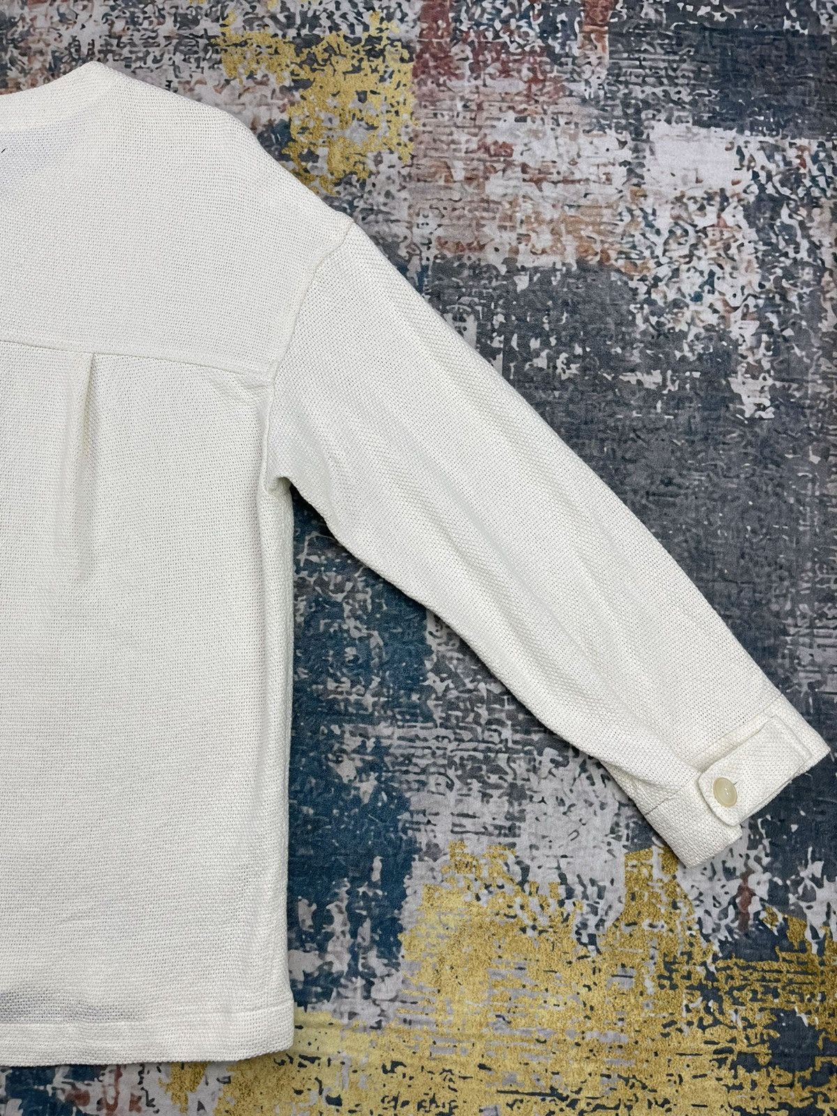 Comme Ca Ism Japanese Onigiri Cream Collarless Knitted Jackets Size ONE SIZE - 6 Thumbnail