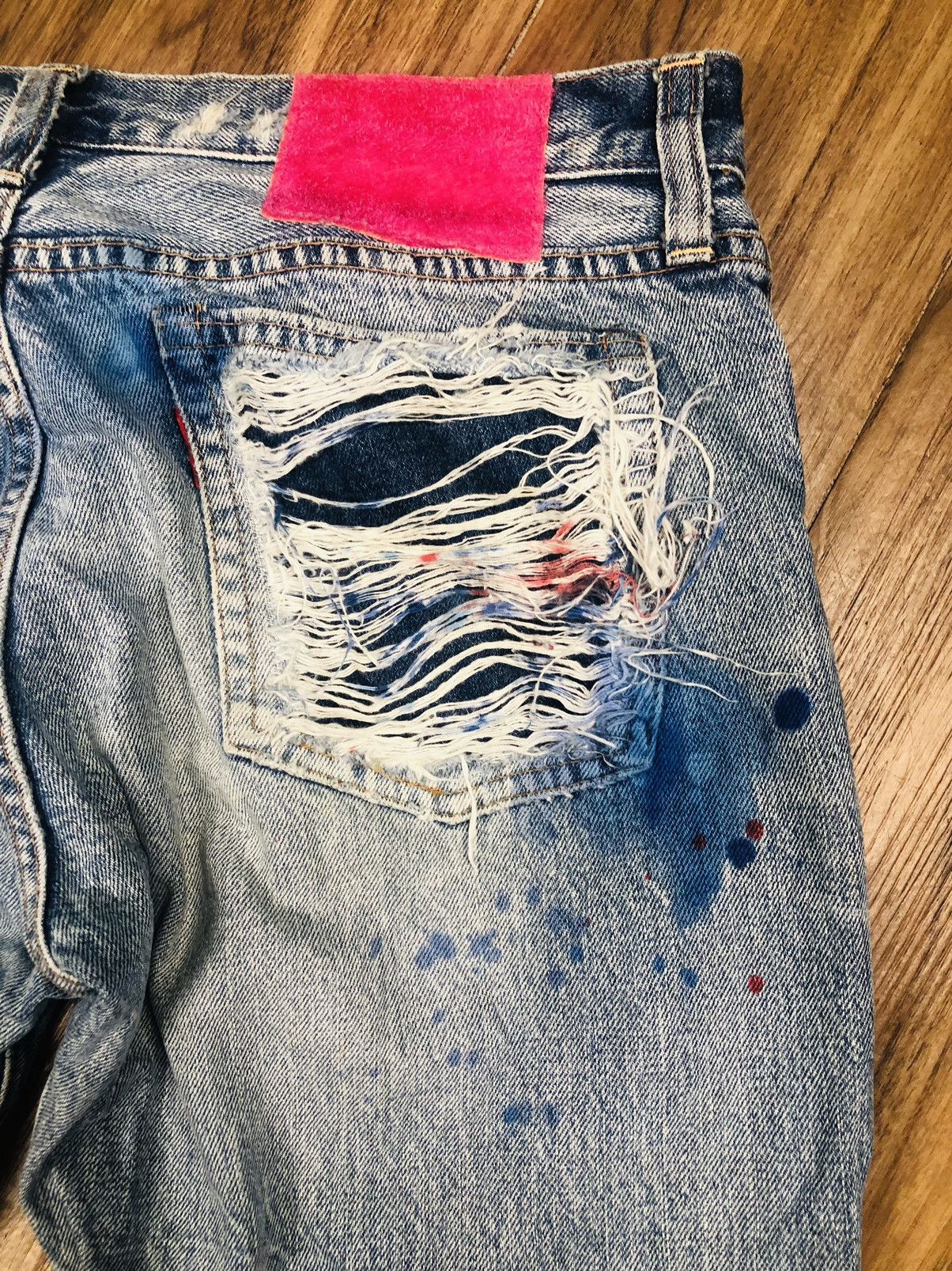 Japanese Brand RNA Inc. Vintage Ripped Jeans | Paint Splatter Denim (38) Size US 33 - 16 Thumbnail