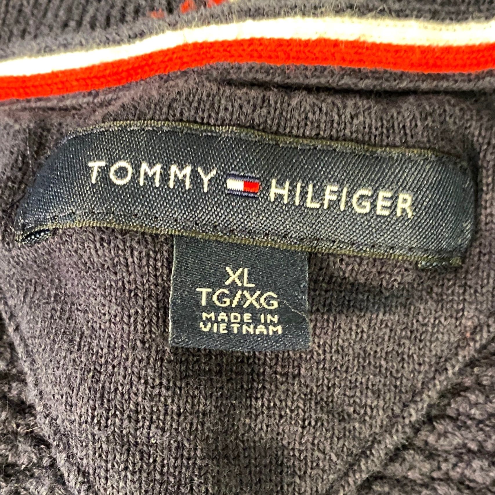 Tommy Hilfiger Tommy Hilfiger Sweater Mens XL Navy Blue Cotton Waffle Knit Quarter Zip Size US XL / EU 56 / 4 - 3 Thumbnail