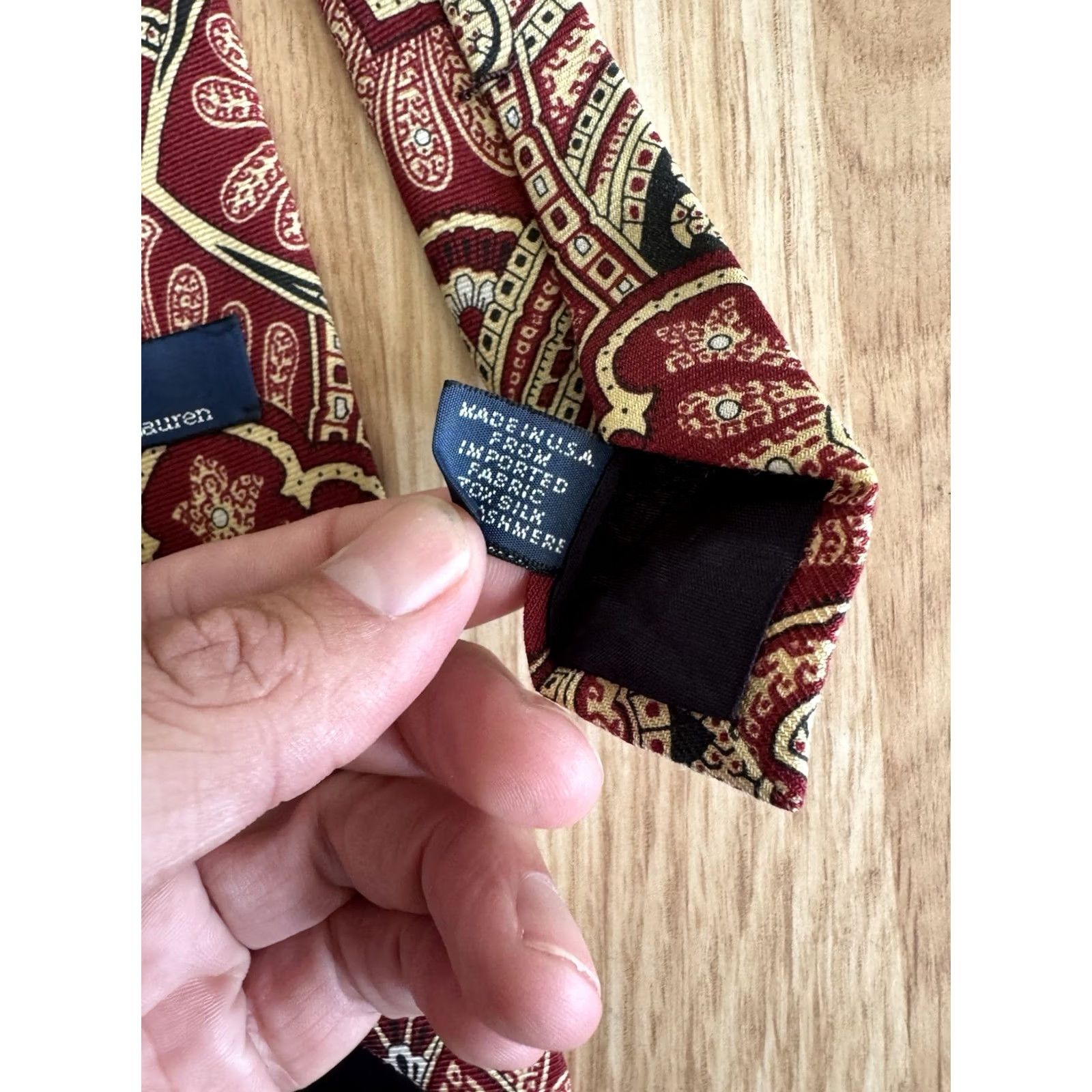 Polo Ralph Lauren VINTAGE Polo Ralph Lauren Tie Mens Red Cream Paisley USA Silk Necktie EUC Size US M / EU 48-50 / 2 - 3 Thumbnail