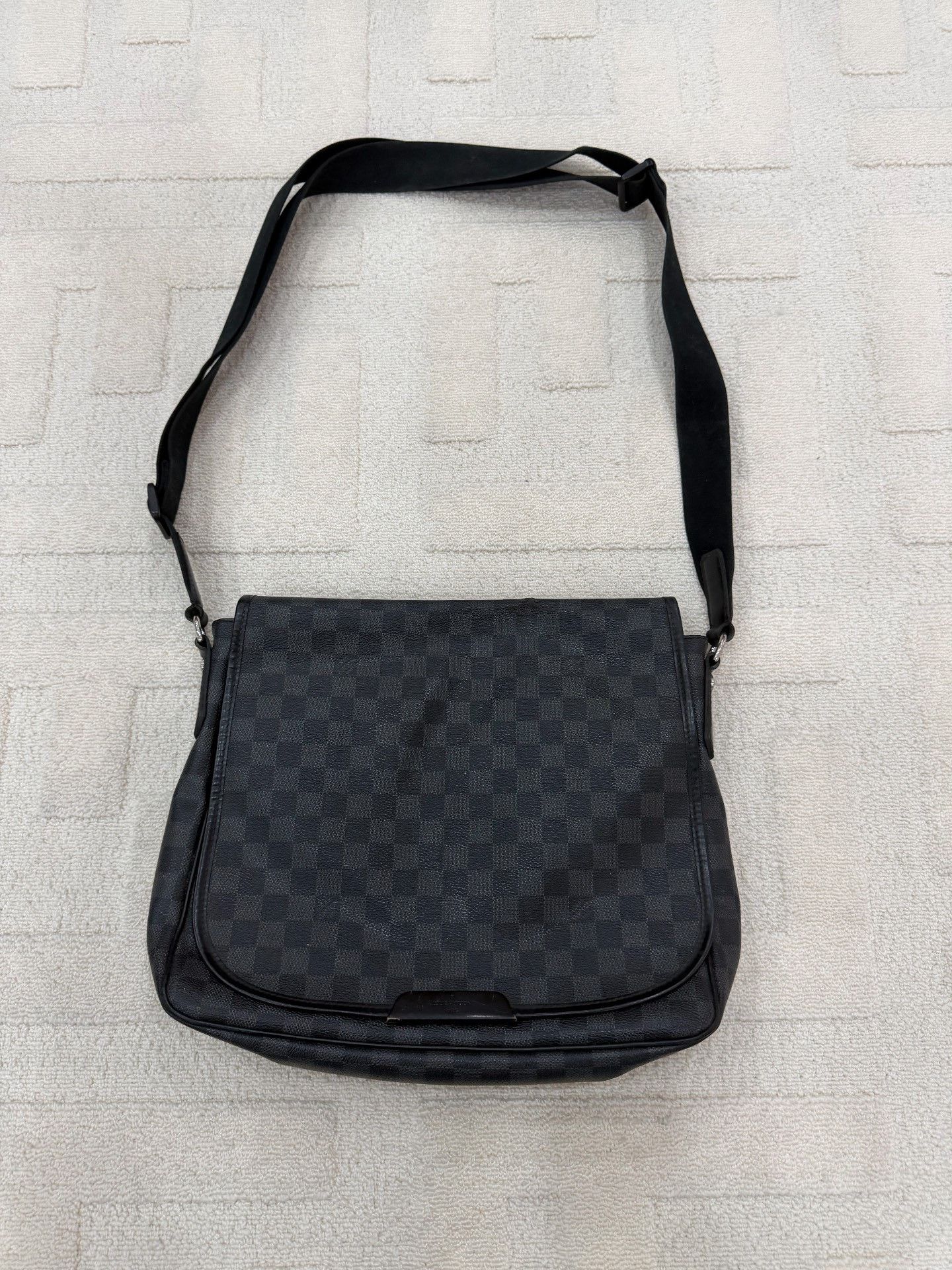 Louis Vuitton Louis Vuitton Black Gray Check Flap Messenger Bag Size ONE SIZE - 1 Thumbnail