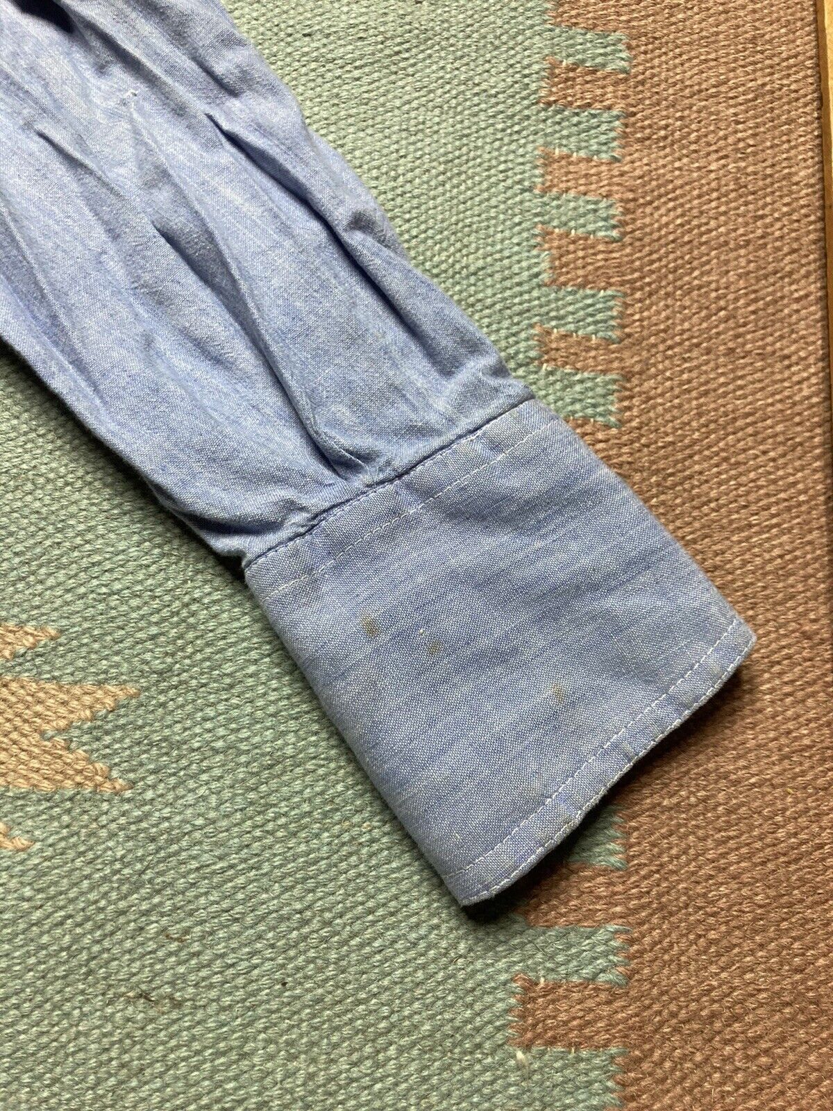 Vintage VTG 60s 70s chambray shirt sanforized cotton distressed L Size US L / EU 52-54 / 3 - 10 Thumbnail