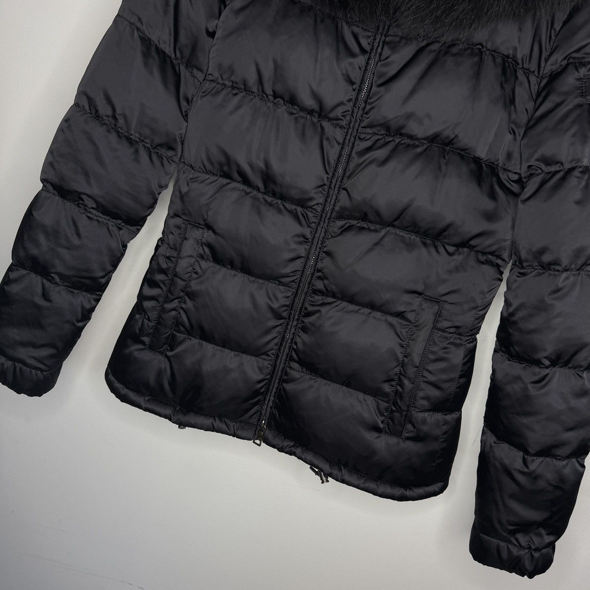 Prada Goose Down Black Fox Fur Puffer Coat Jacket 38 Milan Size XS / US 0-2 / IT 36-38 - 6 Thumbnail
