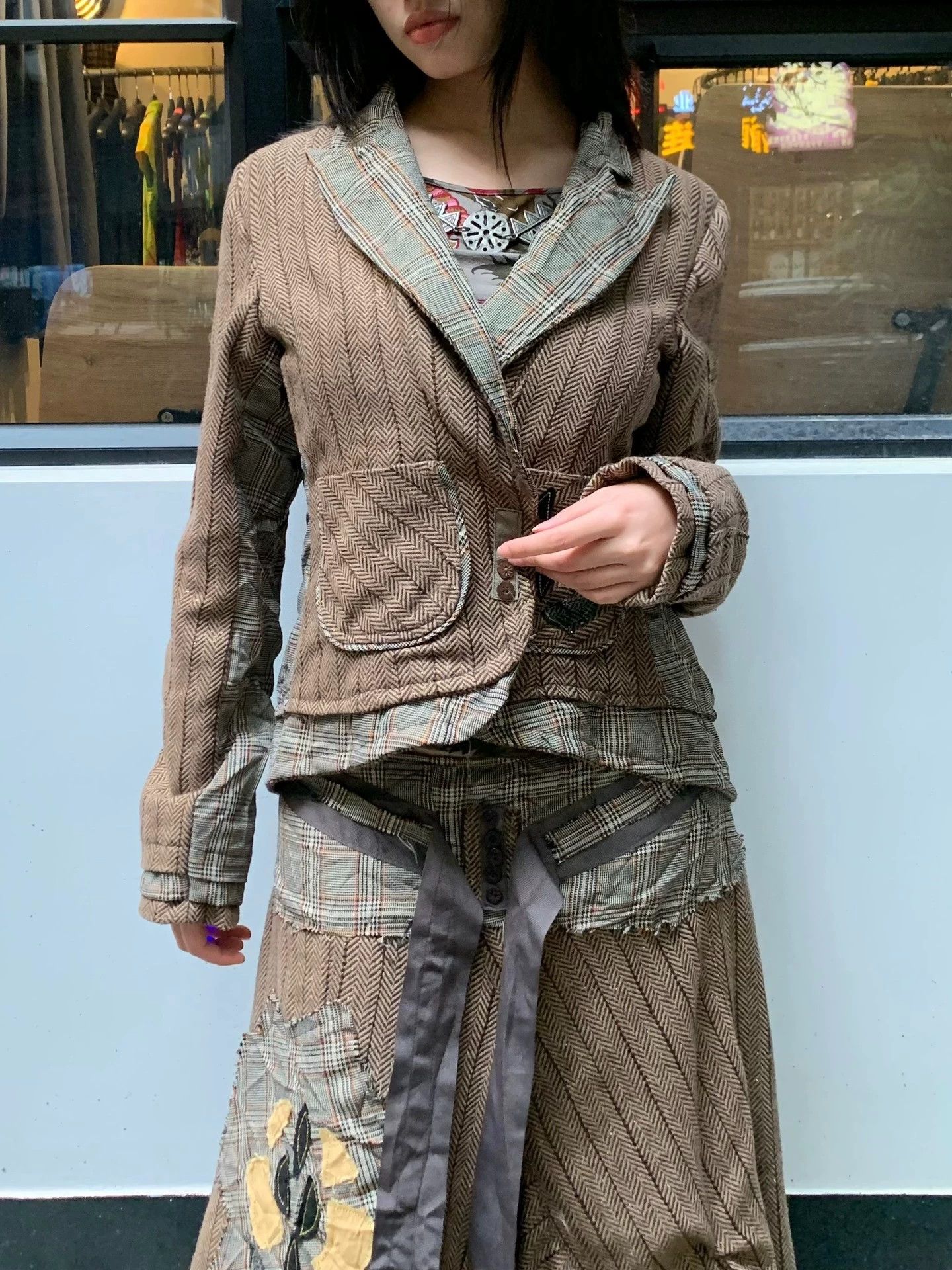 Other French Vintage Check Pleated Wool Tweed Suit M Size M / US 6-8 / IT 42-44 - 5 Thumbnail