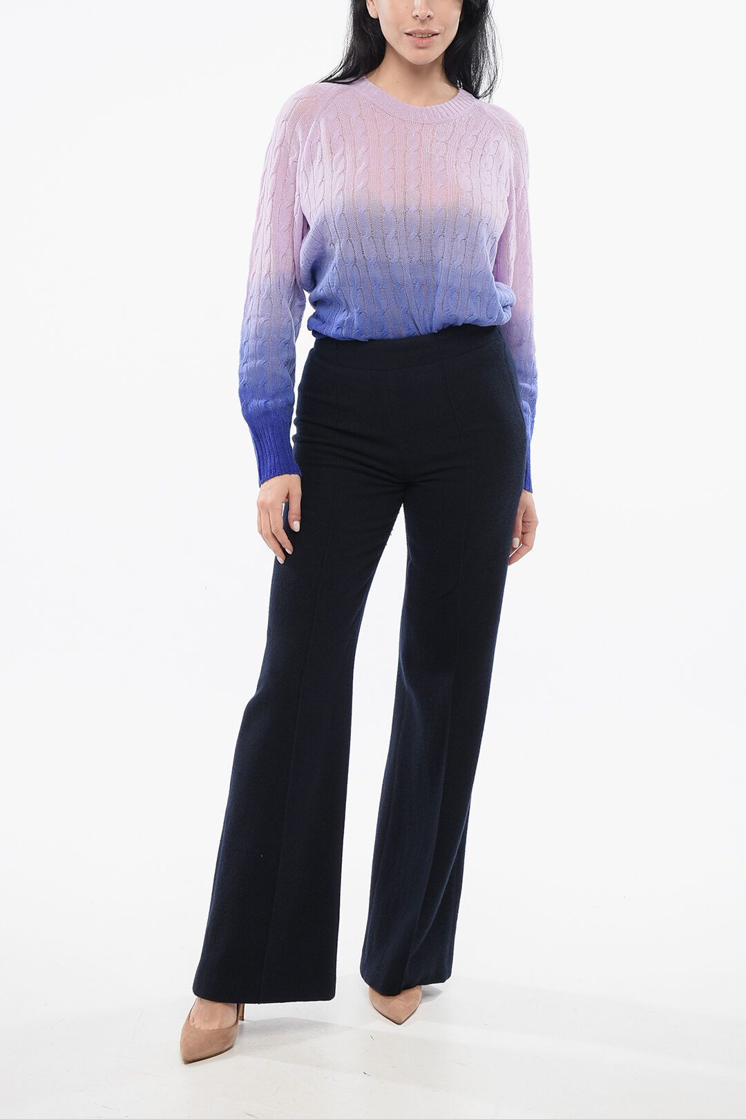 Chloe og1mm1125 Wool and Cashmere Flared Pant in Blue Size 27" / US 4 / IT 40 - 4 Thumbnail
