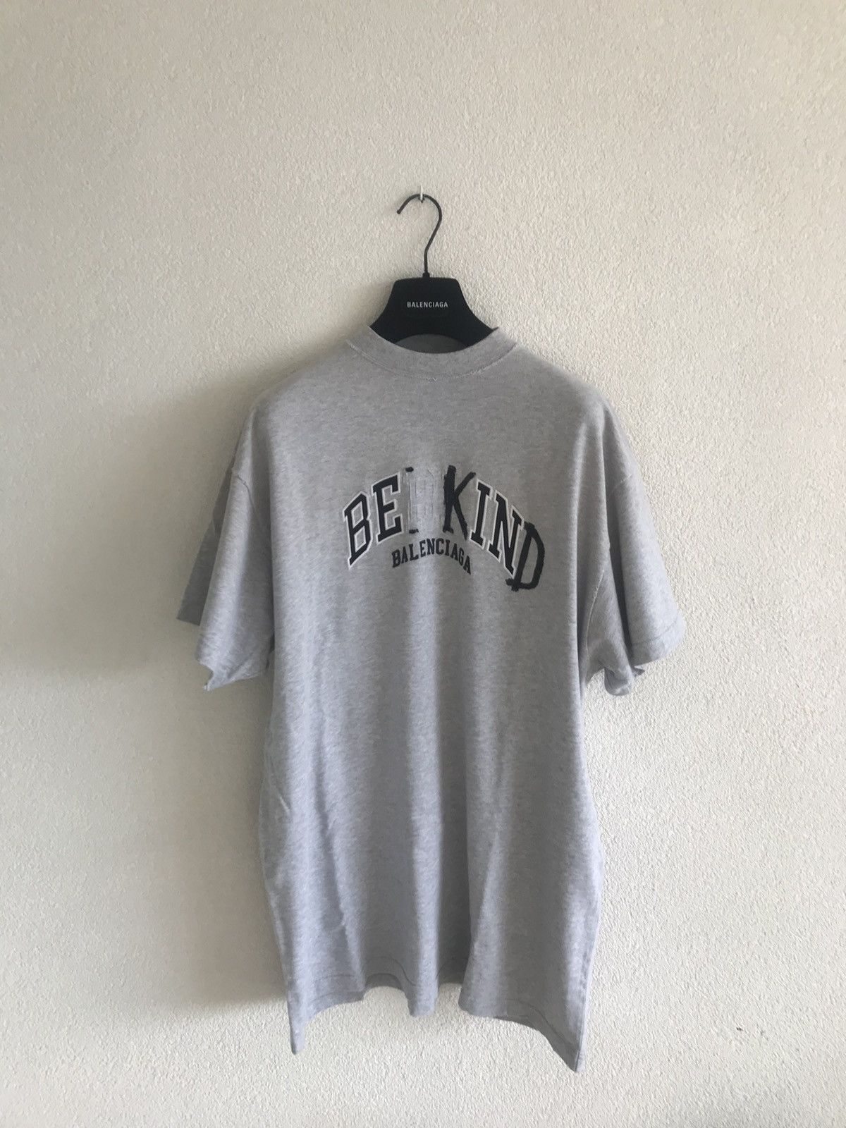 image of Balenciaga Balanciaga Be Kind T Shirt in Grey, Men's (Size Small)