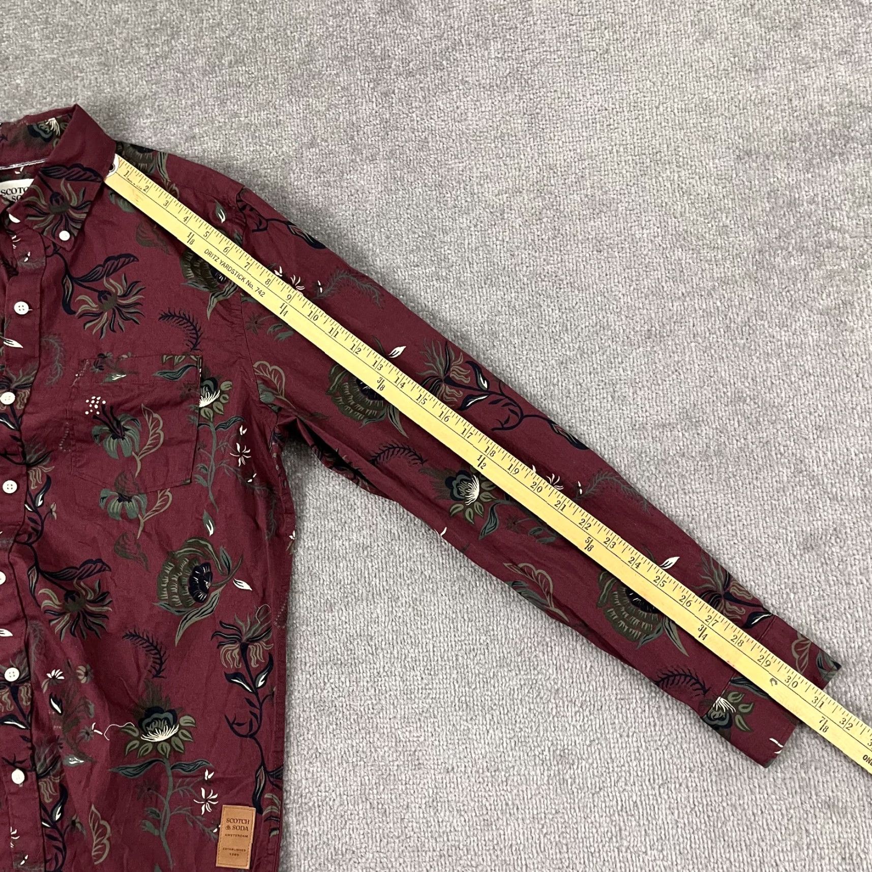 Scotch & Soda Scotch & Soda Red Floral Button-Up Shirt Mens Medium Long Sleeve Preppy Casual Size US M / EU 48-50 / 2 - 7 Thumbnail