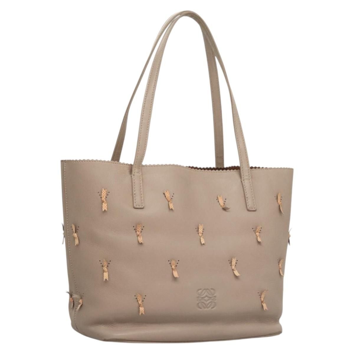 Loewe Anagram Limited Edition Tote Bag Leather Beige Auth 121971, Women's