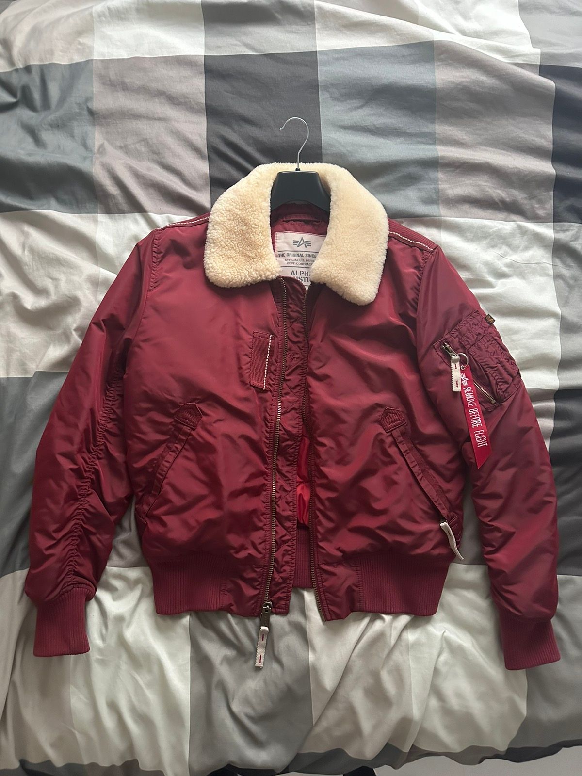 image of Alpha Industries Bomber Flight Jacket in Red, Men's (Size Large)