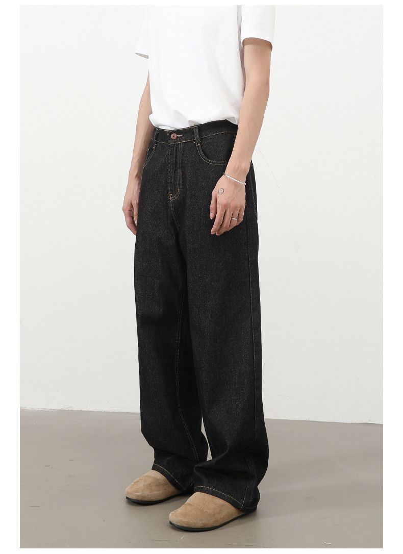 Jean Men's semi-elastic waist loose straight original color jeans Size US 32 / EU 48 - 3 Thumbnail