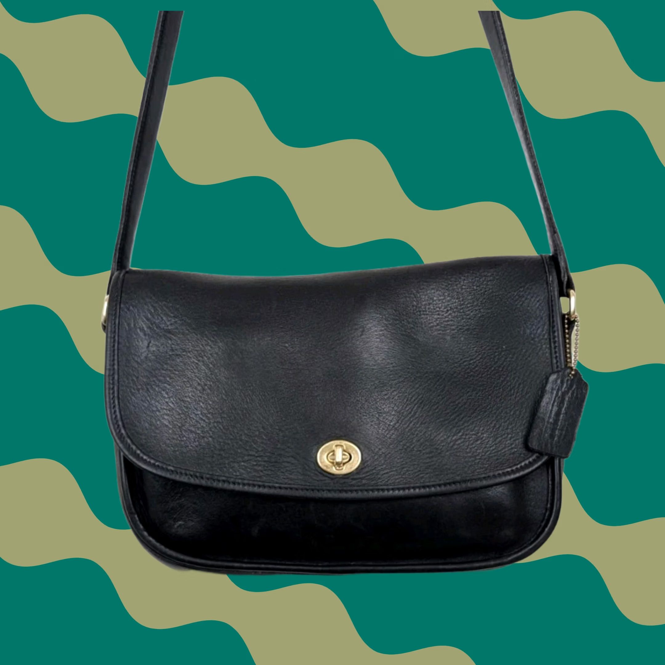 Coach VINTAGE COACH City Bag 9790 Crossbody Purse Black Leather 