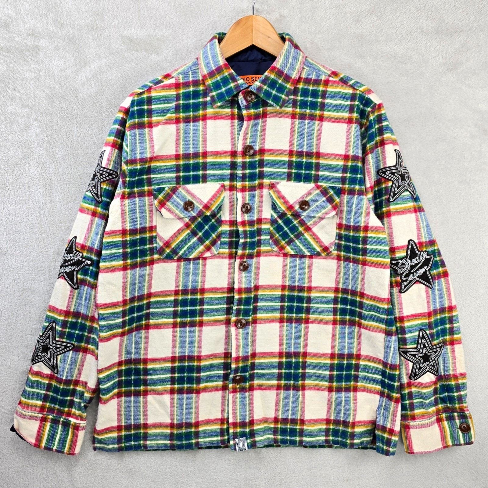 Studio Seven Studio Seven Flannel Shirt Mens XL Long Sleeve Star Patch Size US XL / EU 56 / 4 - 1 Thumbnail