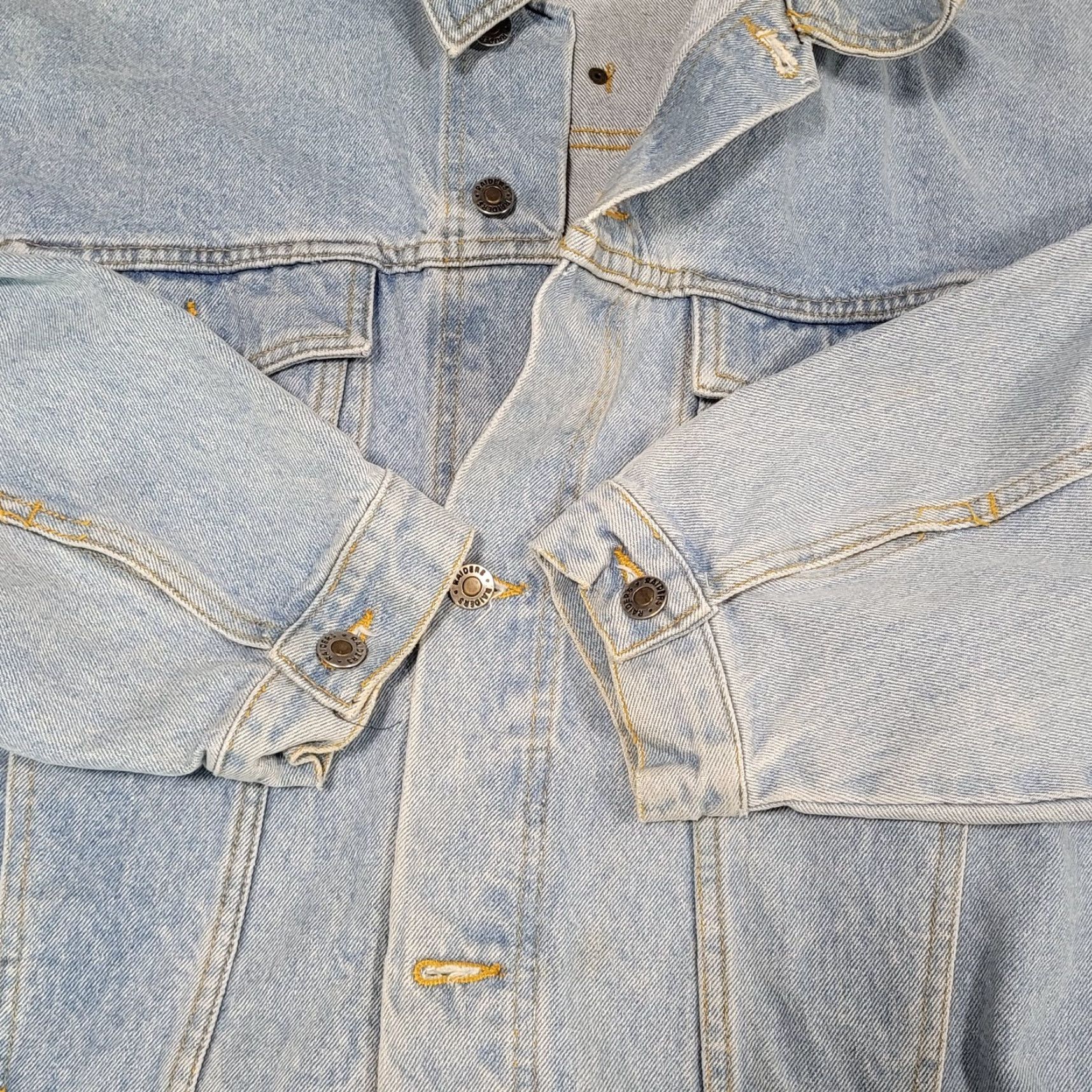 Denime VINTAGE The Raiders Motorcycles Blue Denim Heavy Cotton Light Wash Jean Jacket Size 52 Size US 36 / EU 52 - 7 Thumbnail
