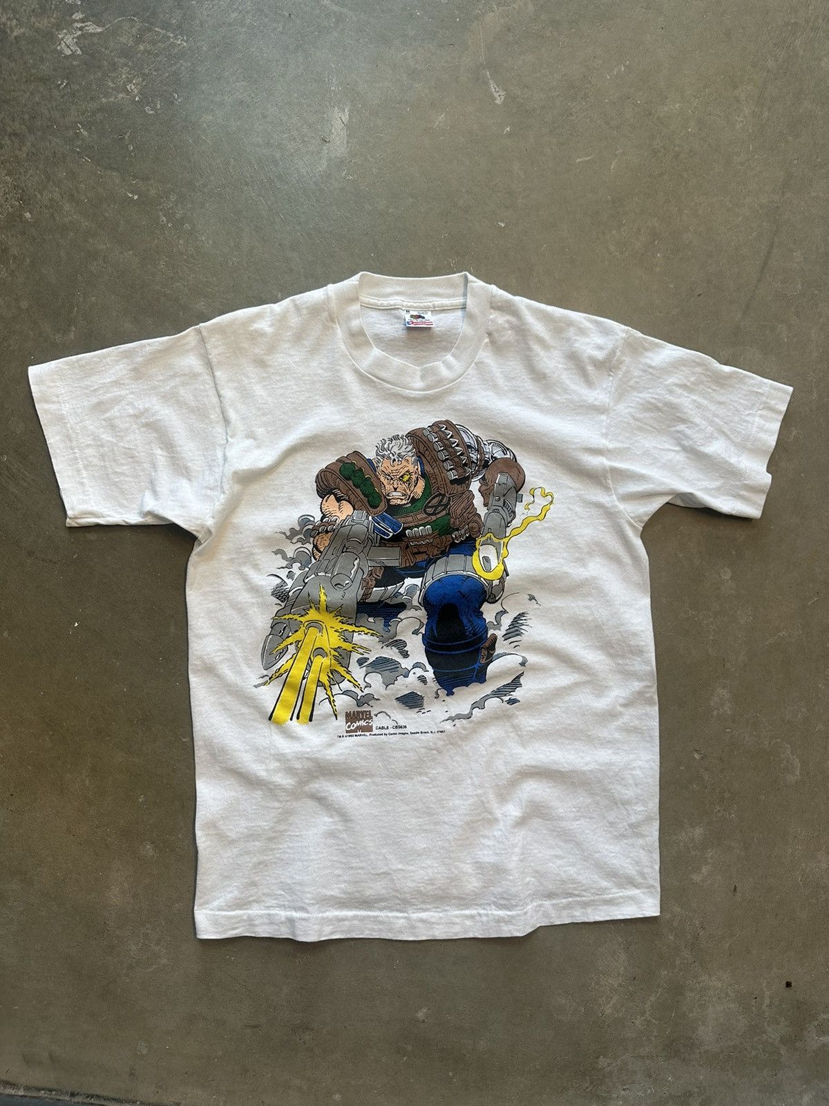 image of Marvel Comics x Vintage 1993 Marvel X-Men Cable Character Tee in White, Men's (Size Medium)