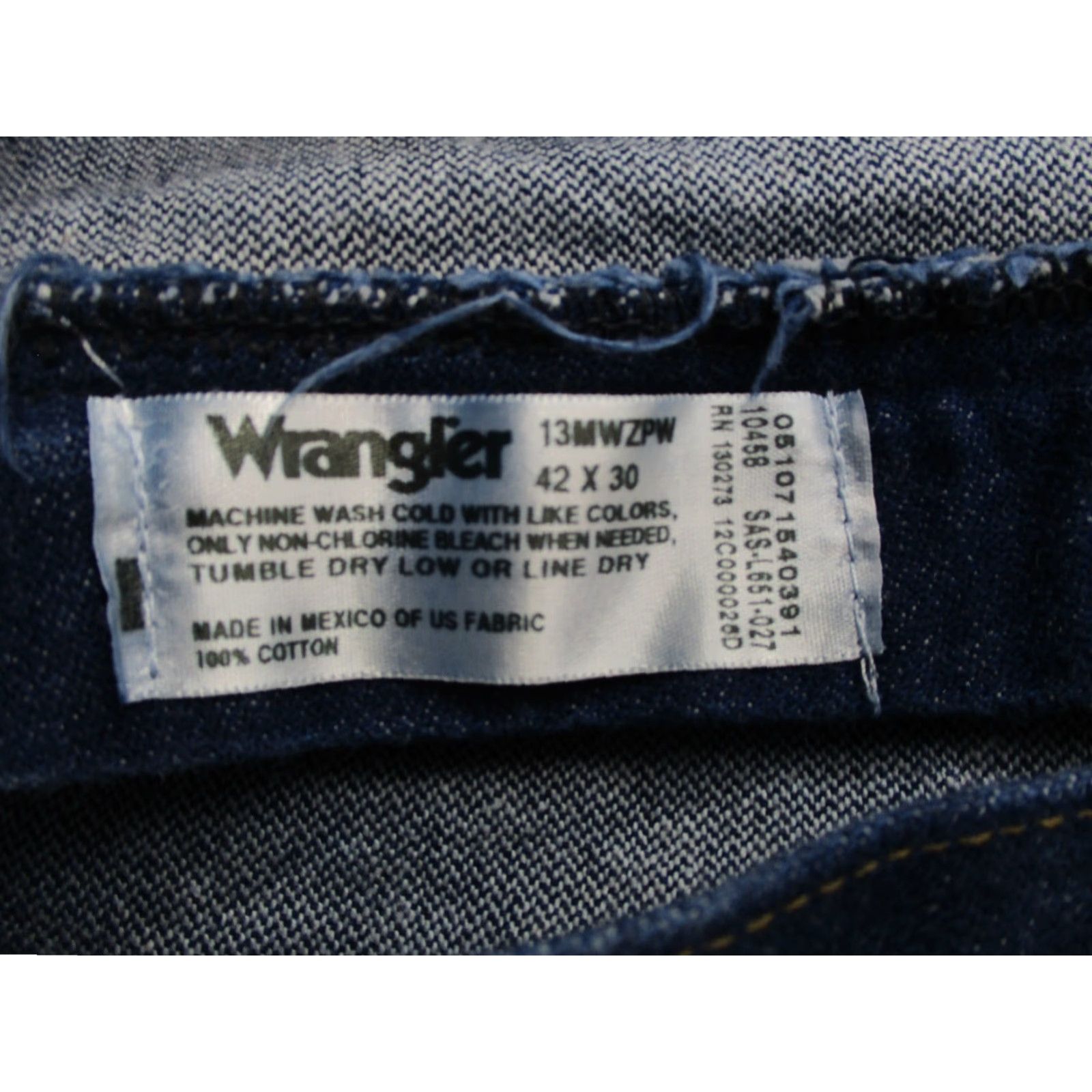 Wrangler Wrangler Jeans Mens 42x30 Blue Denim 13MWZPW Straight Leg Cowboy Cut Five-Pocket Classic Fit Jeans Mens Size US 42 / EU 58 - 4 Thumbnail