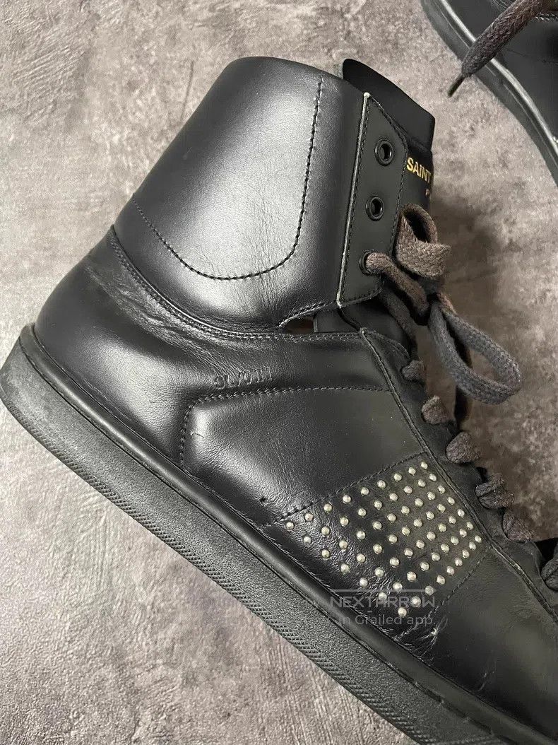 Saint Laurent Paris Saint Laurent Paris High-top black stud flat shoes Size US 6 / EU 39 - 4 Thumbnail